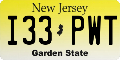 NJ license plate I33PWT