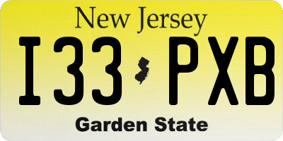 NJ license plate I33PXB