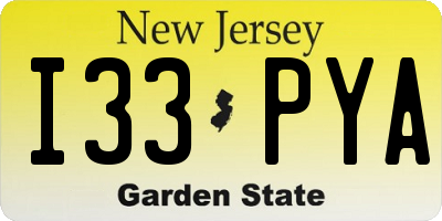 NJ license plate I33PYA