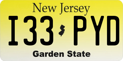 NJ license plate I33PYD