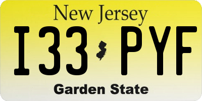 NJ license plate I33PYF