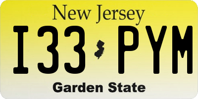 NJ license plate I33PYM