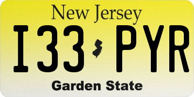 NJ license plate I33PYR