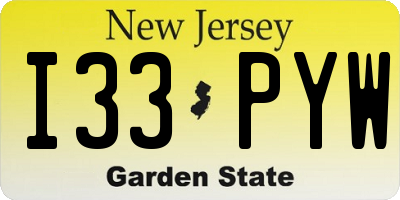 NJ license plate I33PYW