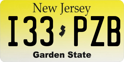 NJ license plate I33PZB