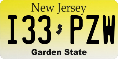 NJ license plate I33PZW
