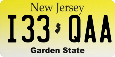 NJ license plate I33QAA