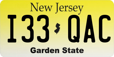 NJ license plate I33QAC