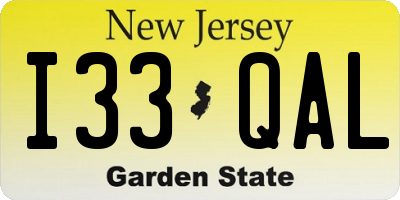 NJ license plate I33QAL