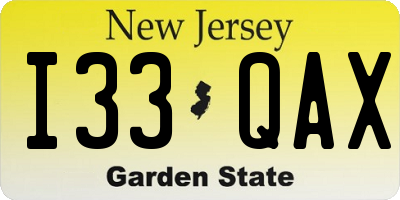 NJ license plate I33QAX