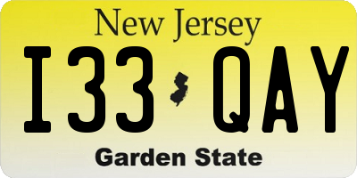 NJ license plate I33QAY