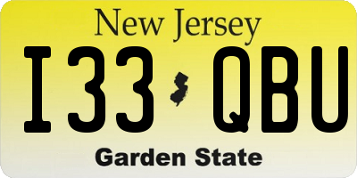 NJ license plate I33QBU