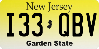 NJ license plate I33QBV
