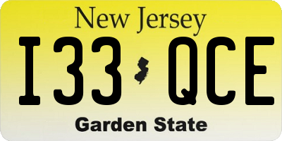 NJ license plate I33QCE