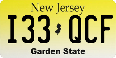 NJ license plate I33QCF