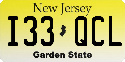 NJ license plate I33QCL