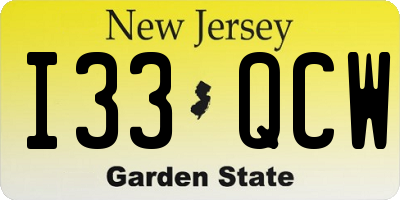 NJ license plate I33QCW