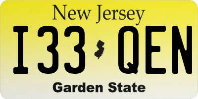 NJ license plate I33QEN