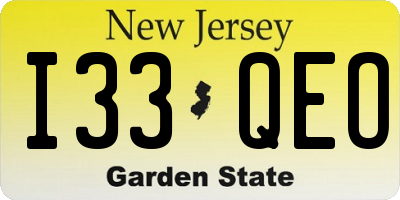 NJ license plate I33QEO