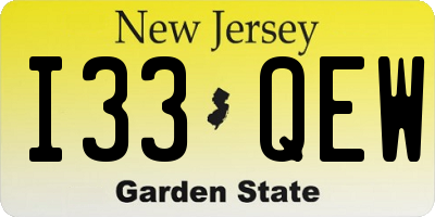 NJ license plate I33QEW