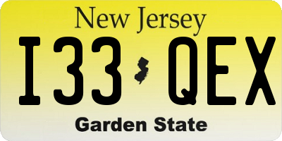 NJ license plate I33QEX