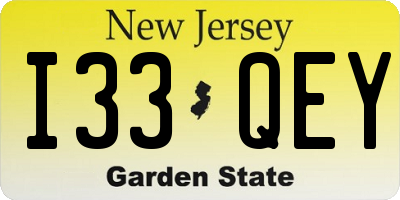 NJ license plate I33QEY