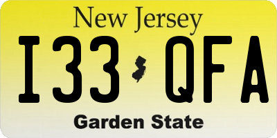 NJ license plate I33QFA