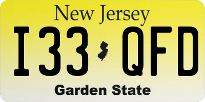 NJ license plate I33QFD