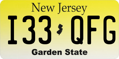 NJ license plate I33QFG