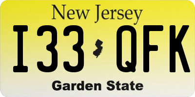 NJ license plate I33QFK