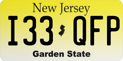 NJ license plate I33QFP