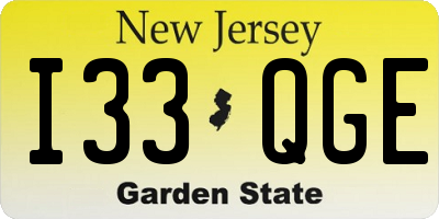 NJ license plate I33QGE