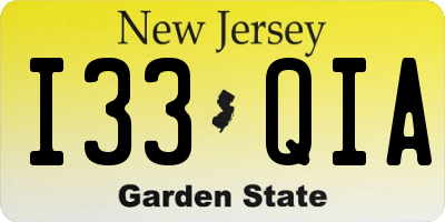 NJ license plate I33QIA