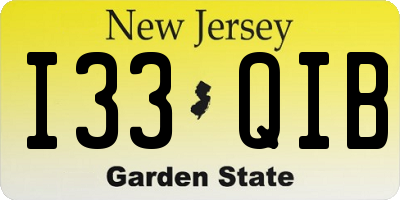 NJ license plate I33QIB