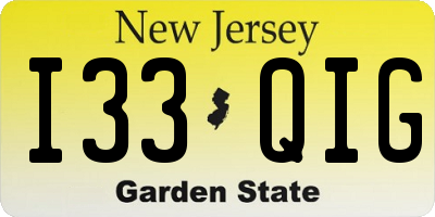 NJ license plate I33QIG