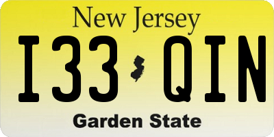 NJ license plate I33QIN