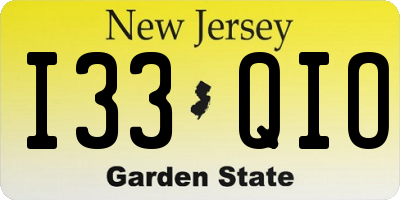 NJ license plate I33QIO