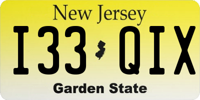 NJ license plate I33QIX
