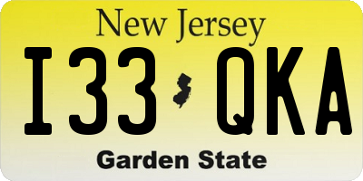 NJ license plate I33QKA