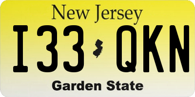 NJ license plate I33QKN