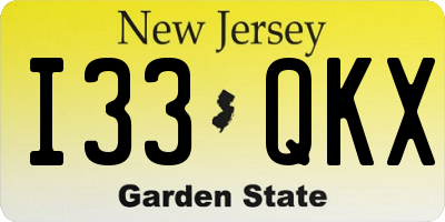 NJ license plate I33QKX