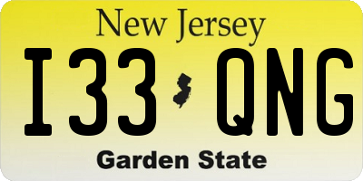 NJ license plate I33QNG