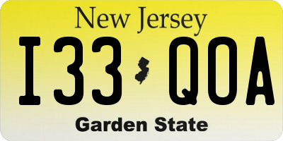 NJ license plate I33QOA