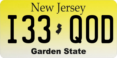 NJ license plate I33QOD