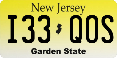 NJ license plate I33QOS