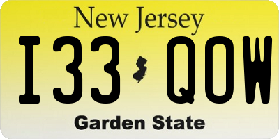NJ license plate I33QOW
