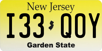 NJ license plate I33QOY