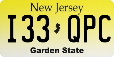 NJ license plate I33QPC
