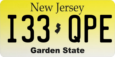NJ license plate I33QPE