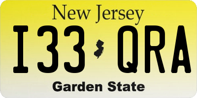 NJ license plate I33QRA